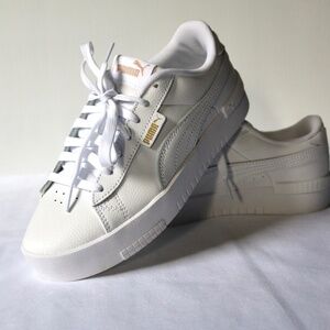 PUMA Jada White Leather Sneakers Running Shoes Lace Up Women's Size 7